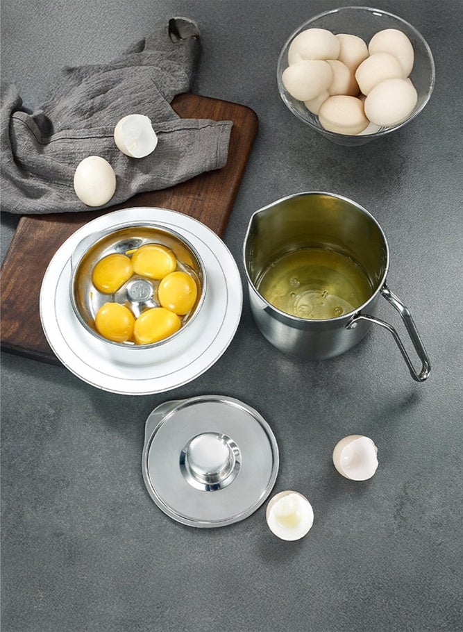 SHABILI Stainless Steel Egg Separator Pot for Kitchen, Egg Yolk White Separator with Egg Strainer Filter and Egg Screen for Baking Lovers and Cooking Fans, Large Capacity Egg Separation Tool (Silver) - Image 2
